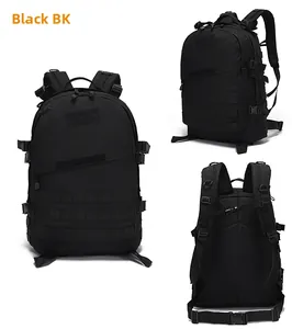 Tactical backpack with MOLLE system and breathable honeycomb back padding in black color