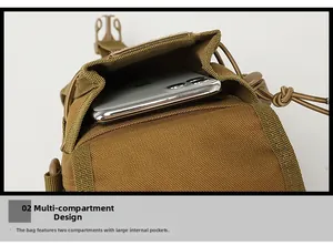 Tactical MOLLE water bottle pouch detail showing large capacity and dual compartments