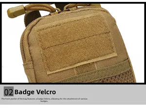 Tactical utility pouch detail showing the badge velcro panel and durable dual zipper system