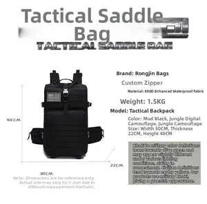 Detailansicht des taktischen Rucksacks mit 800D wasserfestem Stoff und MOLLE-System