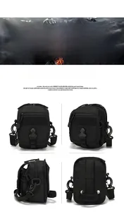 Tactical black nylon MOLLE utility pouch with webbing system and secure metal buckle