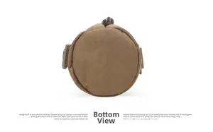 Bottom view of tactical camouflage water bottle pouch with durable circular stitching