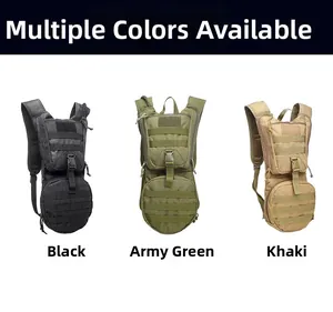 Tactical hydration backpacks in black, army green and tan colors with MOLLE system