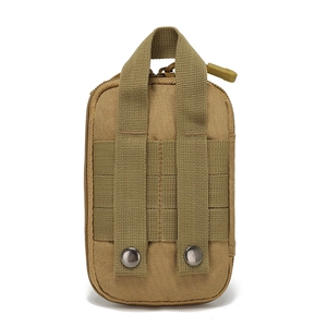 Tactical MOLLE utility pouch in coyote brown nylon with heavy-duty snap straps for outdoor gear