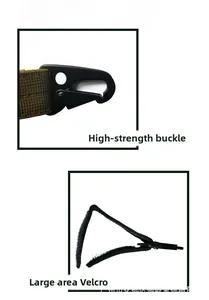 Detail of tactical eagle beak buckle and strong hook-and-loop closure on nylon webbing