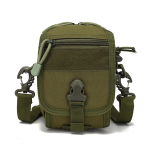 Tactical army green MOLLE utility pouch with nylon strap and military style buckle