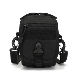 Tactical MOLLE black water bottle pouch and outdoor utility waist bag with adjustable strap