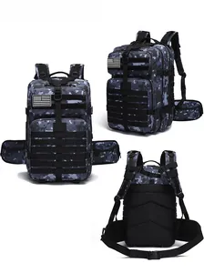 Taktischer Navy-Camouflage-Rucksack mit MOLLE-System und US-Flaggen-Klettaufkleber