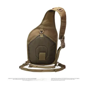 Tactical chest bag back view with breathable mesh and MOLLE webbing system