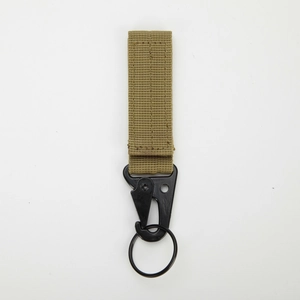 Tactical nylon webbing key ring with metal eagle beak hook and MOLLE system compatibility