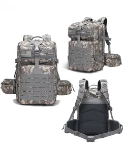 Drei-Ansichten-Anzeige des taktischen ACU-Digital-Camouflage-Rucksacks mit MOLLE-System