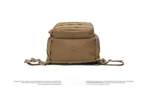 Tactical chest bag bottom view with MOLLE system and drainage holes in coyote brown