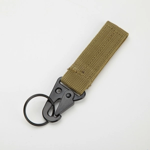 Outdoor tactical nylon molle keychain strap with metal hook for hiking and backpacks