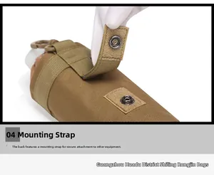 Detailed close-up of tactical nylon bag featuring MOLLE system straps and snap buttons