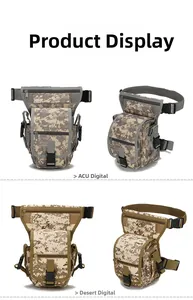Detail of multi-functional tactical leg bags in ACU Digital and Desert Digital patterns