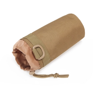 Tactical camouflage water bottle pouch with durable nylon and drawstring closure