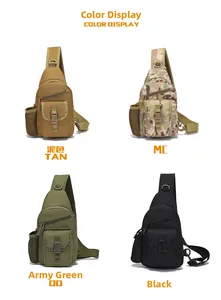 Tactical chest bags shown in tan, multicam, olive drab, and black high-density nylon
