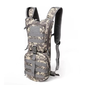 Tactical hydration backpack with digital camouflage pattern for outdoor hiking and cycling