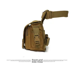 Tactical drop leg bag in coyote brown featuring durable oxford fabric and MOLLE webbing