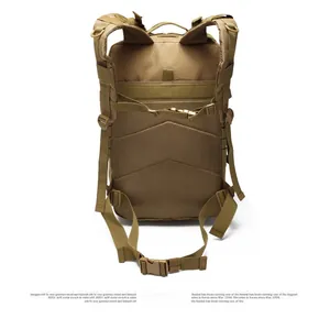 Tactical backpack back view with 3D breathable mesh padding and ergonomic shoulder straps
