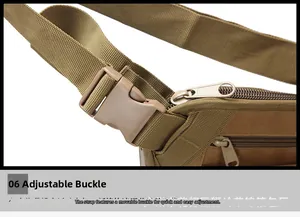 Detail of high-strength nylon strap and POM buckle on coyote brown tactical waist bag