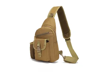 Tactical cross-body bag with breathable mesh strap and side mesh water bottle pocket