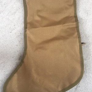 Tactical Christmas stocking made of khaki canvas with D-ring for outdoor enthusiasts