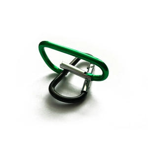Green and black D-ring aluminum carabiners for outdoor climbing and keychains
