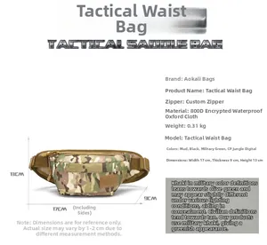 Spécifications détaillées de taille du sac tactique en tissu oxford 800D étanche