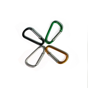 Set of four colorful aluminum D-ring carabiners for outdoor climbing and keychains