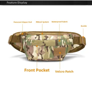 Détails de la sacoche tactique camouflage avec système MOLLE et tissu imperméable