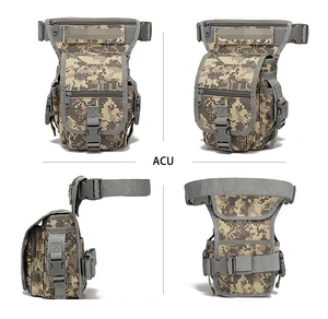 Detail view of the ACU digital camouflage tactical leg bag showing all angles and MOLLE straps