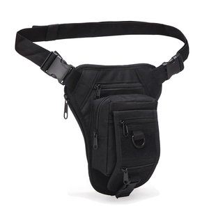 Tactical camouflage outdoor leg bag and waist pack in durable black waterproof nylon