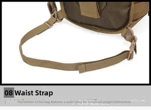 Detail of tactical waist bag strap with quick-release buckle and breathable mesh padding