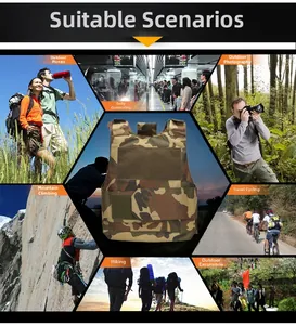 Détail du gilet tactique camouflage avec panneaux velcro pour la randonnée et l'extérieur
