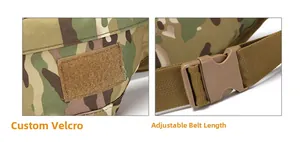 Détails de la sacoche tactique montrant le panneau velcro et la sangle réglable à boucle