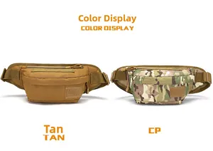 Détail de la sacoche tactique en coloris tan et camouflage CP avec sangles réglables