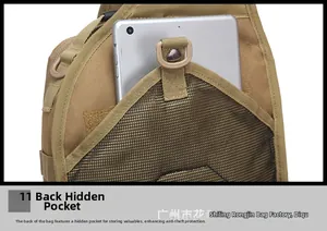 Detailed view of the anti-theft back pocket and breathable mesh on the tactical chest bag