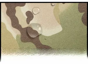 Close-up of waterproof camo fabric with water droplets on the tactical waist bag