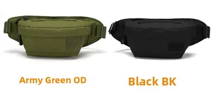Sacs bananes tactiques vert armée et noirs montrant le nylon et le velcro patch