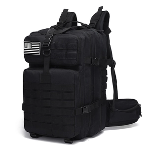 Wasserdichter taktischer 3D-Rucksack in Schwarz mit US-Flaggen-Patch für Wandern und Sport