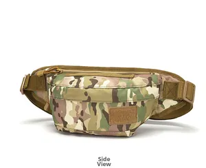 Vue latérale du sac banane tactique camouflage en nylon résistant avec boucle rapide
