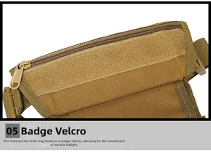 Macro view of tactical leg bag with durable nylon fabric and velcro patch for morale badges