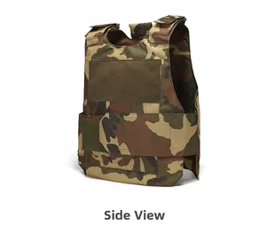 Vue latérale du gilet tactique camouflage avec sangles réglables et panneaux Velcro