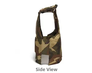 Vue latérale du gilet tactique camouflage avec sangles velcro réglables et tissu en nylon