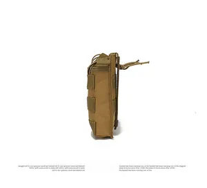 Tactical triple mag pouch in coyote brown nylon with side Molle webbing and bungee cords