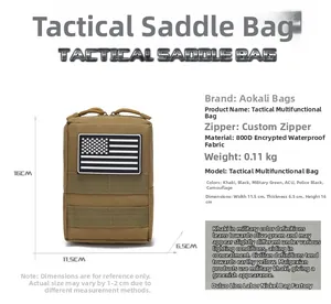 Detail der taktischen MOLLE-Tasche aus 800D wasserfestem Stoff mit US-Flaggen-Patch