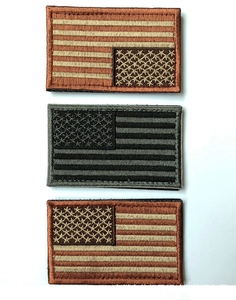 Detailed view of tactical USA flag embroidery patches with durable stitched edges