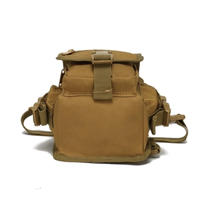 Tactical waterproof drop leg bag in coyote tan with MOLLE system and durable buckle