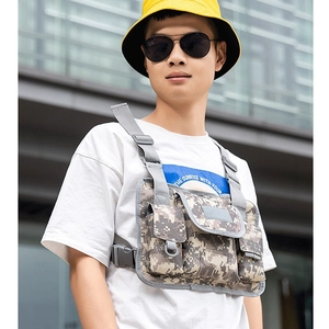 Tactical Chest Rig Bag Polyester Multi Pocket Adjustable Strap Functional Streetwear Hip Hop Vest Bag For Outdoor Men Women